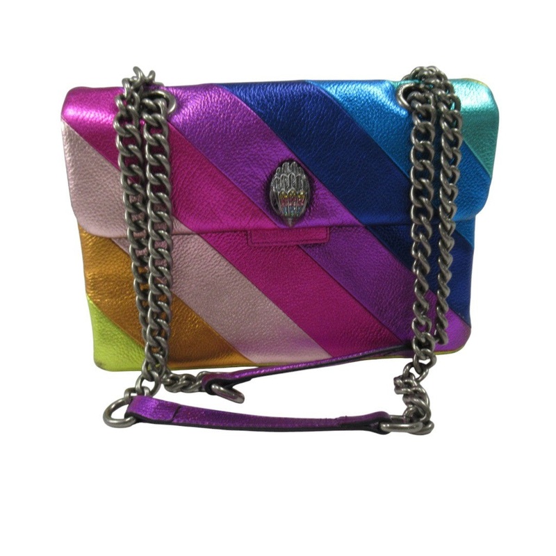 Kurt Geiger Kensington Leather Rainbow Striped Handbag | Pre-loved