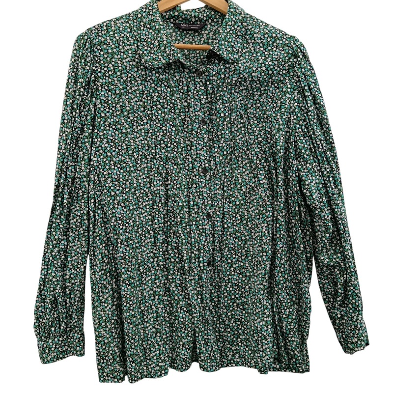 M&S Green & White Floral Lightweight Women’s Shirt UK 22 Womenswear | Pre-loved