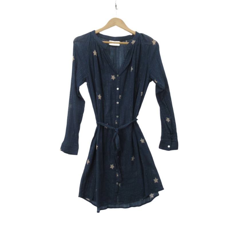Pyrus Shirt Dress S/M Blue Star Print Womenswear | Pre-loved