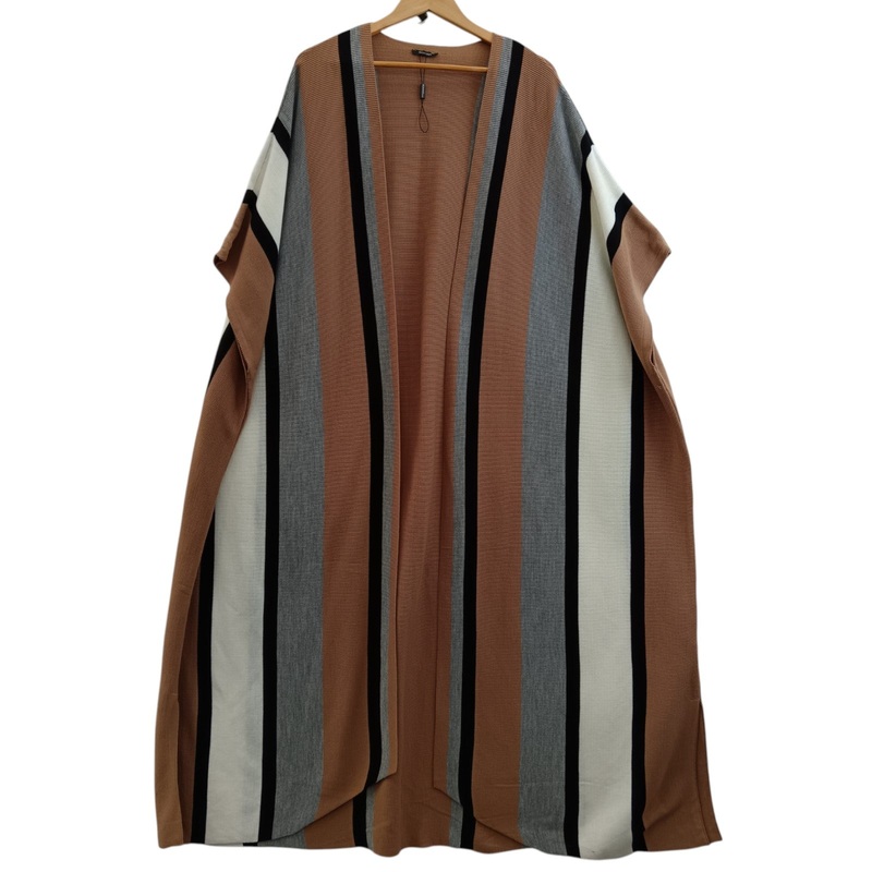 ROMAN Beige/ Grey /White Striped Poncho Ladies One Size -Tags On – Womenswear | Pre-loved