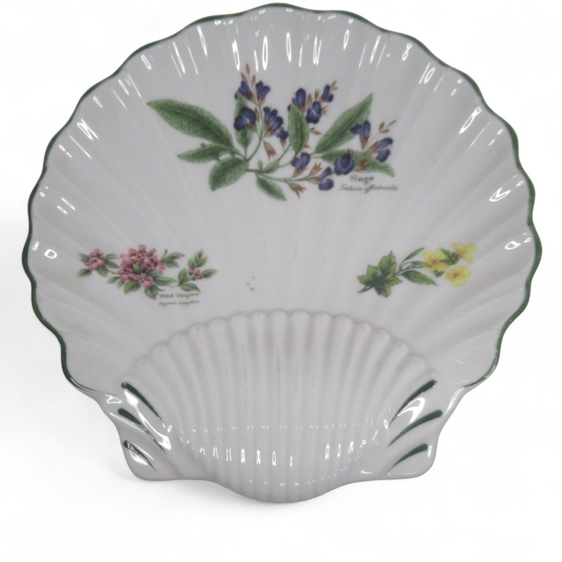 Royal Worcester 1990 Herbs Shell Shaped Dish Porcelain 9 | Pre-loved
