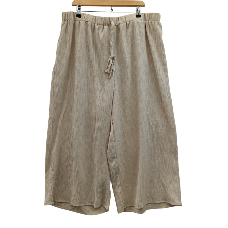 SHEIN Curve Shiny  Beige Cropped Trousers UK 4X-Large Womenswear | Pre-loved