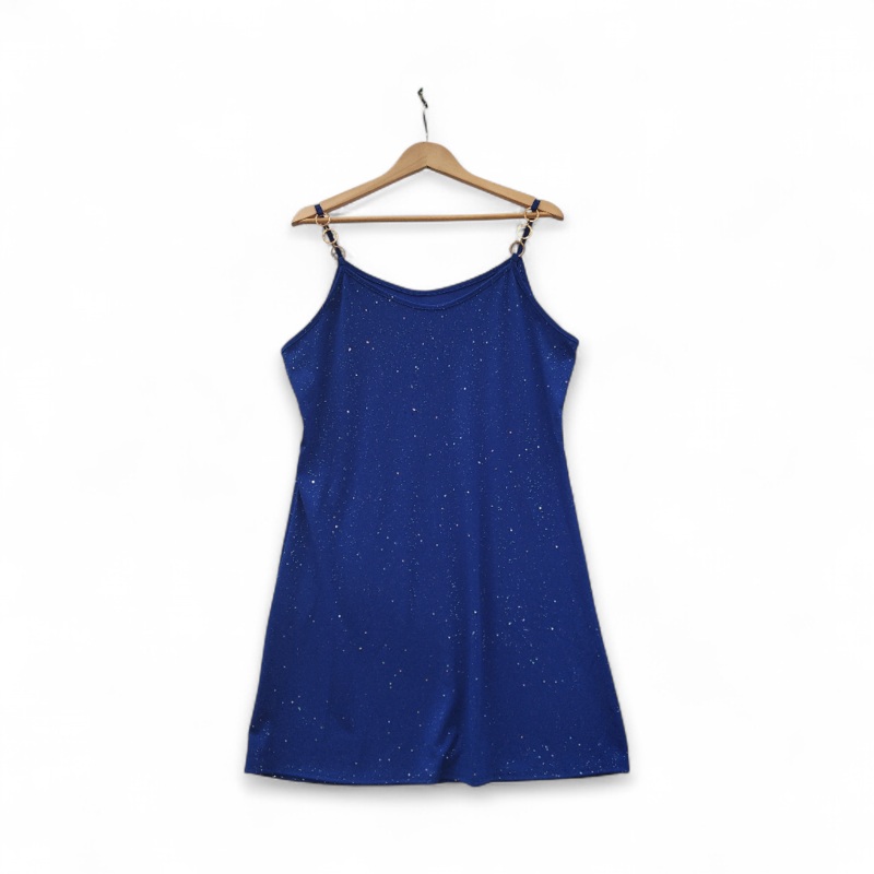 Strappy Dress Short XXL Blue Glitter Womenswear | Pre-loved