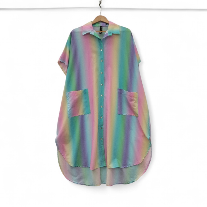 The Closet Queen Rainbow Shirt Dress XXL Womenswear | Pre-loved