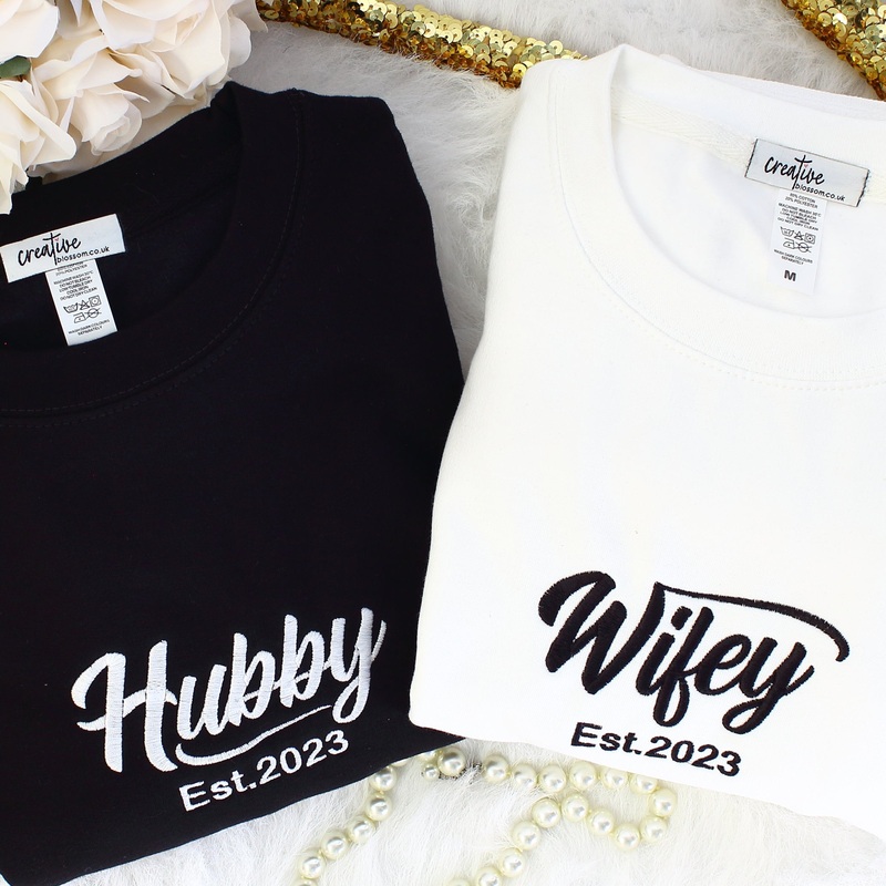 Wifey Hubby Sweatshirts|White sml|White med|White lge|White XL|White XXL|Black sml|Black med|Black Lge|Black XL|Black XXL|Grey sml|Grey med|Grey Lge|Grey XL|Grey XXL|Sage sml|Sage med|Sage Lge|Sage XL|Sage XXL|Wifey|Hubby