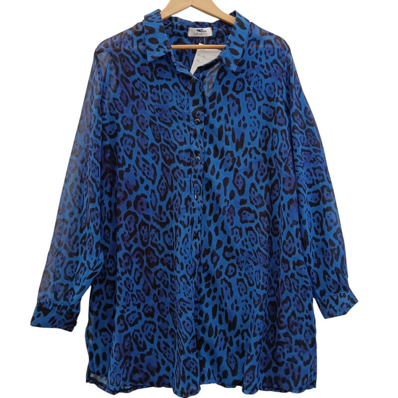 Yours London Blue Animal Print Shirt UK22 Womenswear | Pre-loved