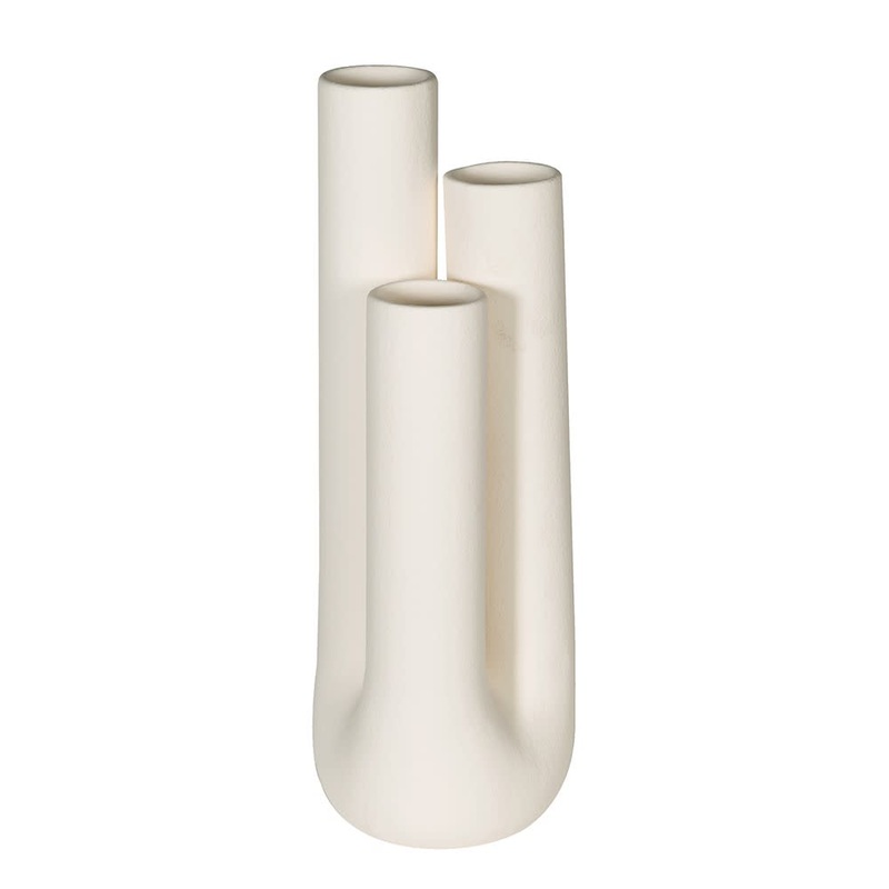 Cream Triple Stem Vase