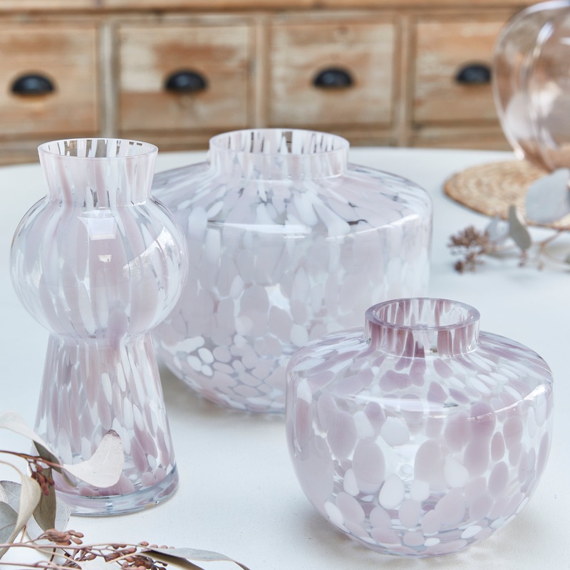 Marbled Rose Glass Vases|Small  (Length 14 x Width 14 x Height 12cm)|Large (Length 19 x Width 19 x Height 16.5cm)|Tall  (Length 9.5 x Width 9.5 xHeight 20cm)
