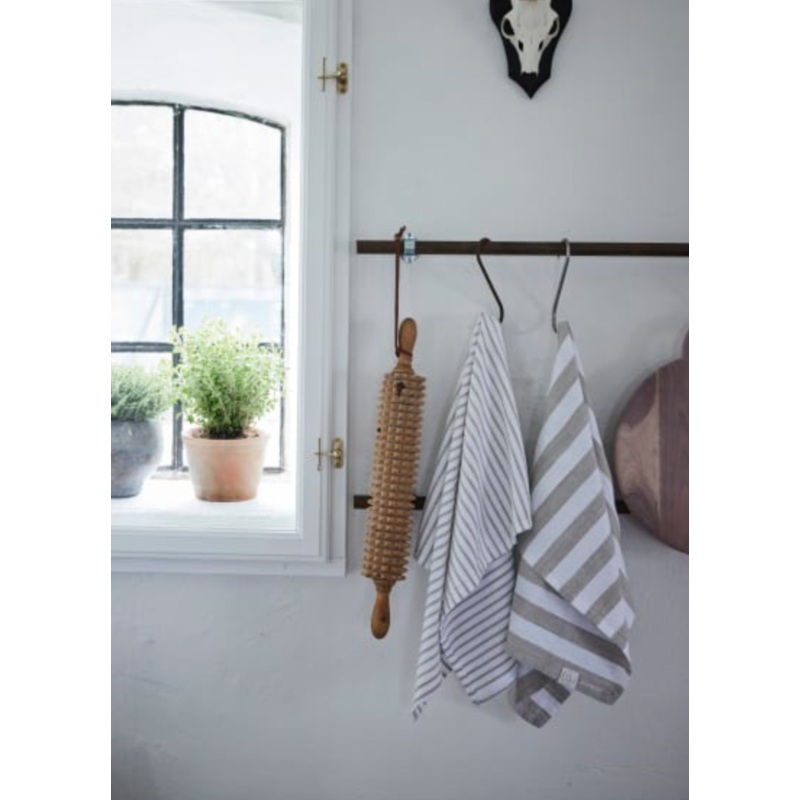 Olivia Pinstriped Linen Kitchen Towel