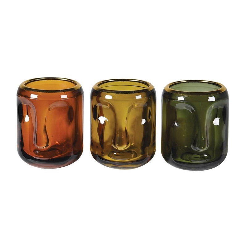 Set Of Three Glass Candle Holders