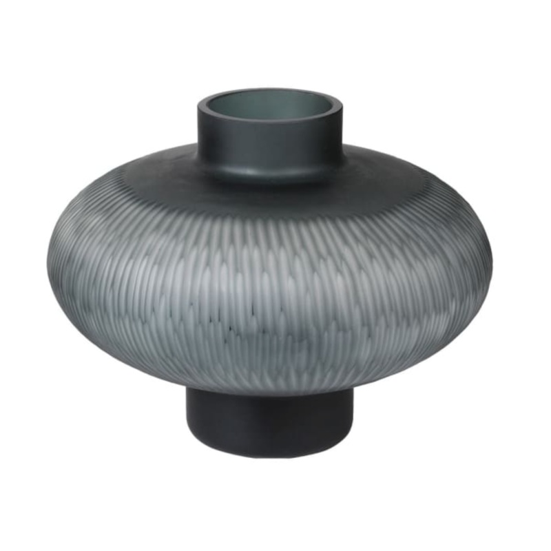 Small Grey Cut Glass Vase