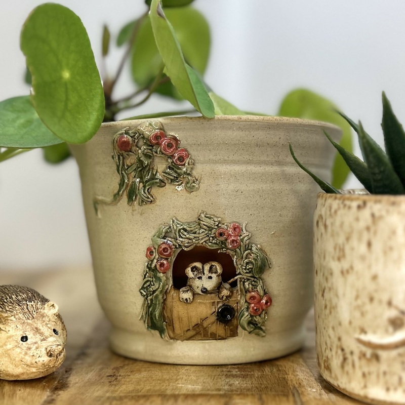 Small Planter With Animal Decoration