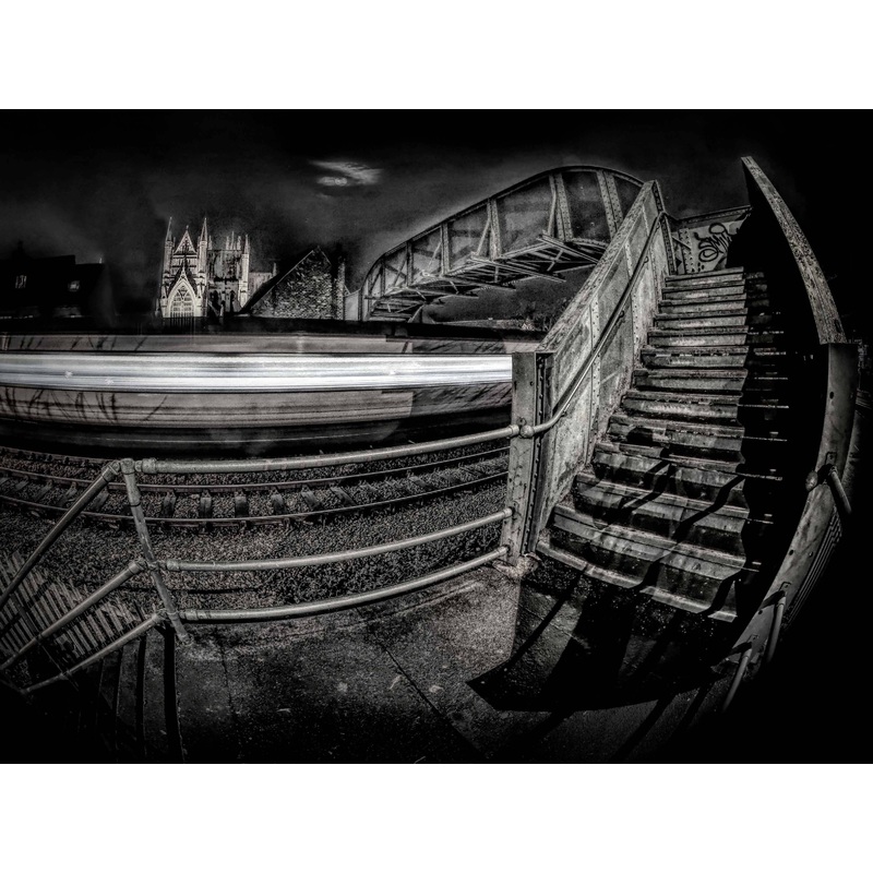 Beverley Minster over the bridge (b/w)
