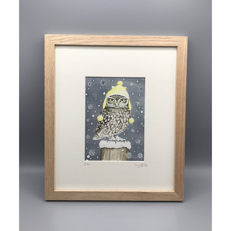 Bobbles – A Limited Edition Giclee Print, presented in a solid Oak Frame. By Jenny Davies
