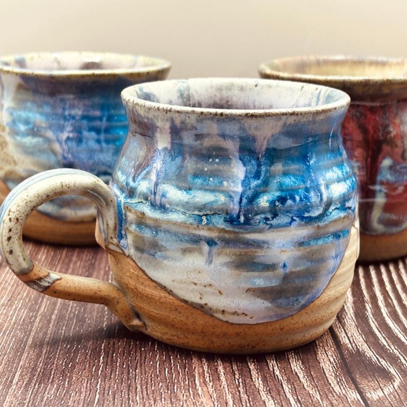 Coffee Mug|Red-Blue Glaze|Vintage Blue Glaze