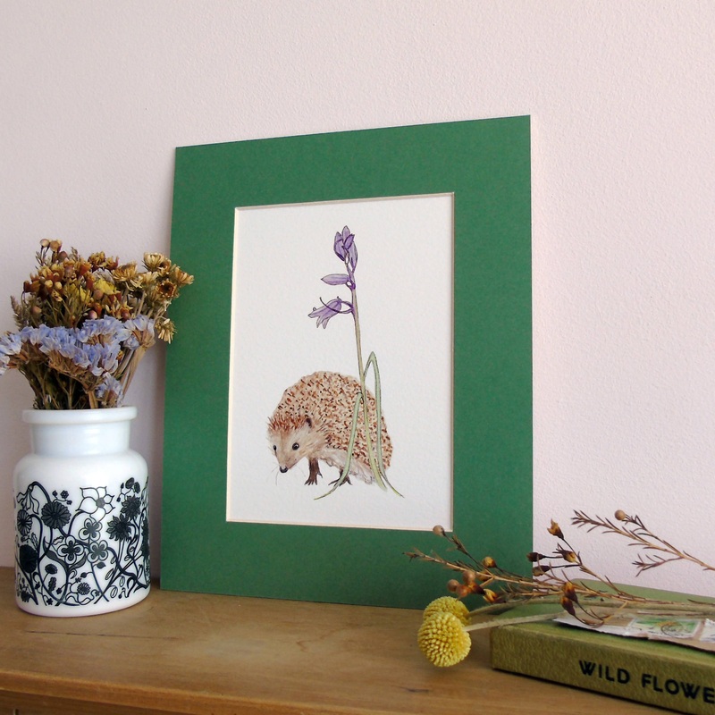Hedgehog and Bluebell Giclee Print