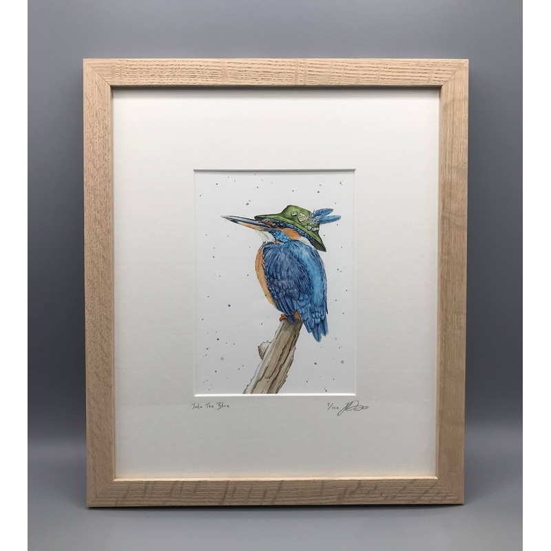 Into The Blue – Limited Edition Giclee Print presented in a solid oak frame. By Jenny Davies