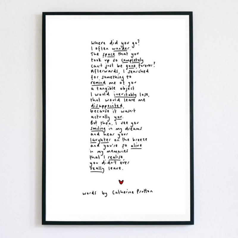 Where Did You Go? Sympathy Poem Print