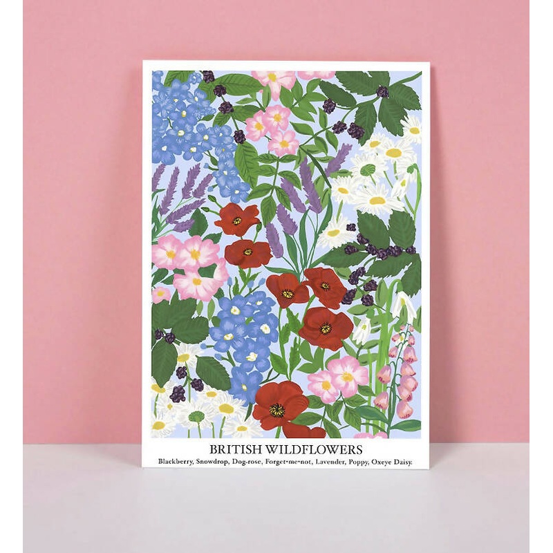 British Wildflower A4 Art Print