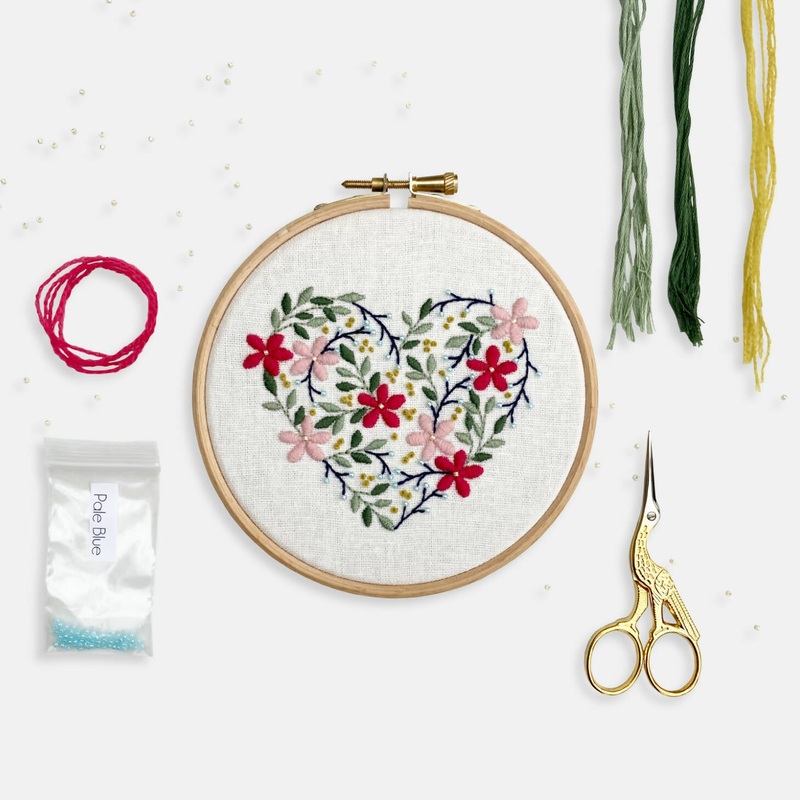 Floral Heart Embroidery Kit