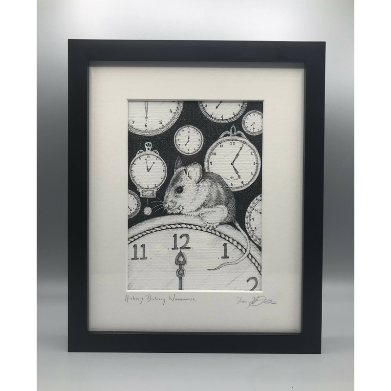 Hickory Dickory Wood Mouse – Framed Limited Edition Print by Jenny Davies