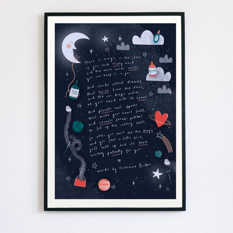 Magic In The Stars Poem Print|A4|A5|A3|A5 Framed|A4 Framed With Mount|A4 Framed Without Mount|A3 Framed