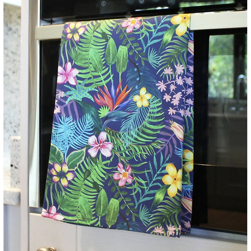 Navy Tropics Tea Towel