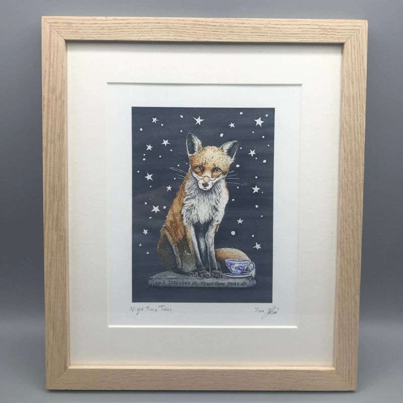 Night Time Tales – Limited Edition Giclee Print presented in Oak Frame – By Jenny Davies