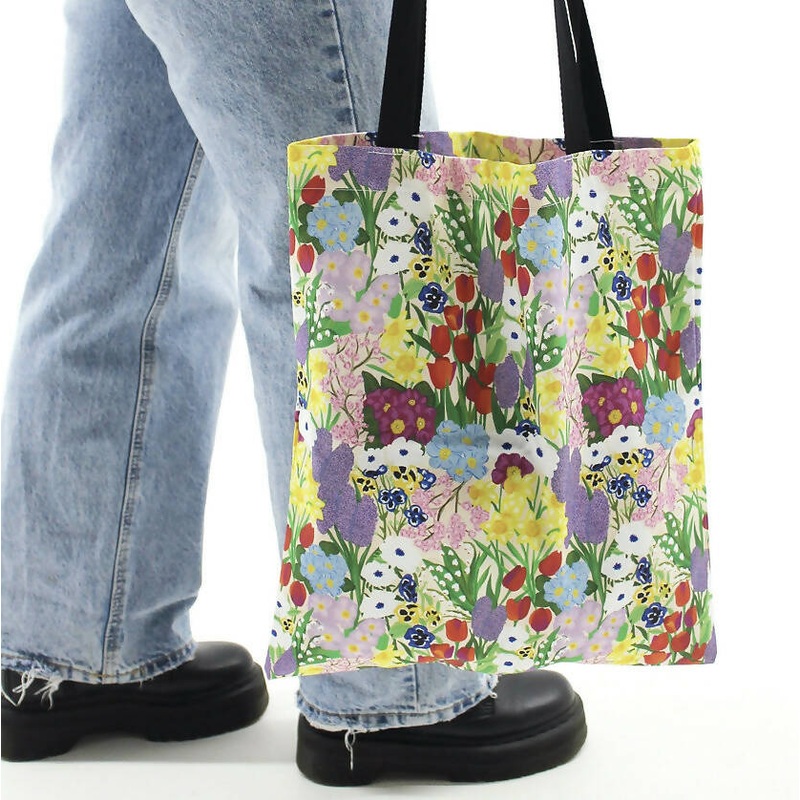 Spring Floral Print Tote Bag