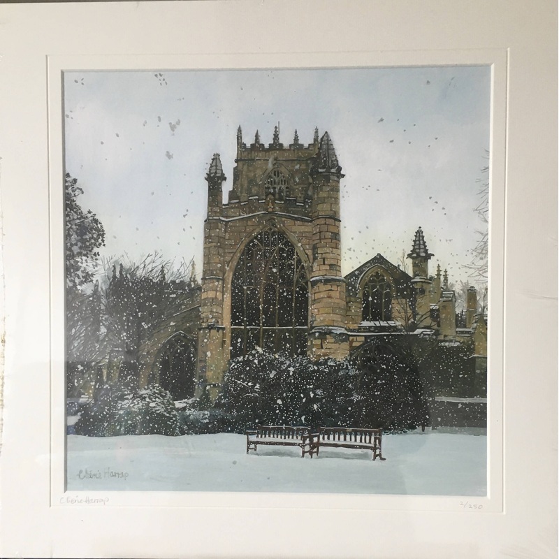 St Mary’s in the Snow – St Marys Church, Beverley Giclee print 12×12