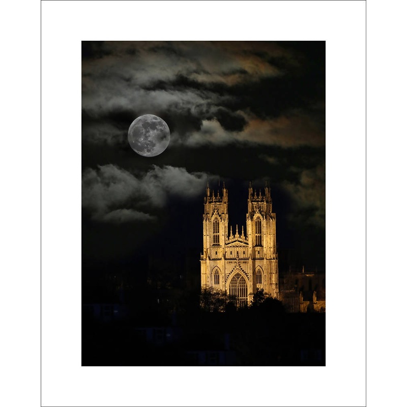 Beverley Minster moon|16×12 mounted|10×8 mounted|16×12 framed|A4 framed