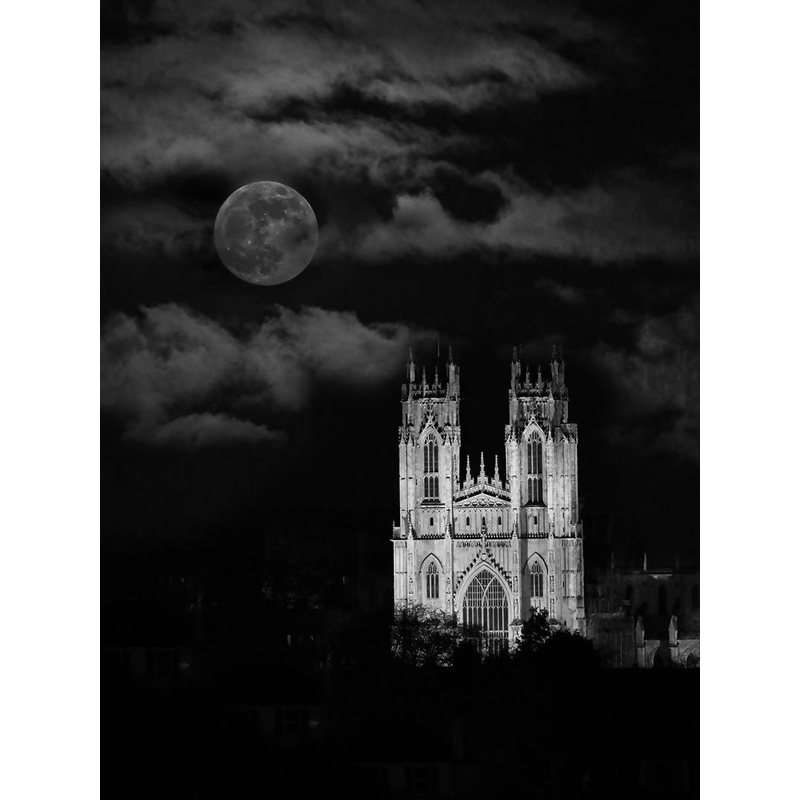 Beverley Minster moon (b/w)|10×8 mounted|16×12 framed|A4 framed|A5 framed|16×12 mounted