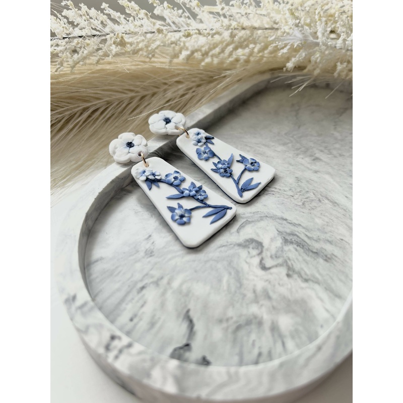 Blue China No. 1 – Handmade Polymer Clay Earrings