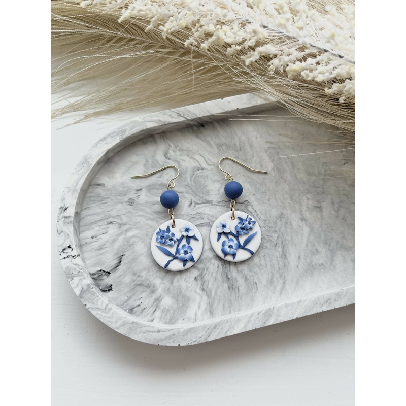 Blue China No. 2 – Handmade Polymer Clay Earrings