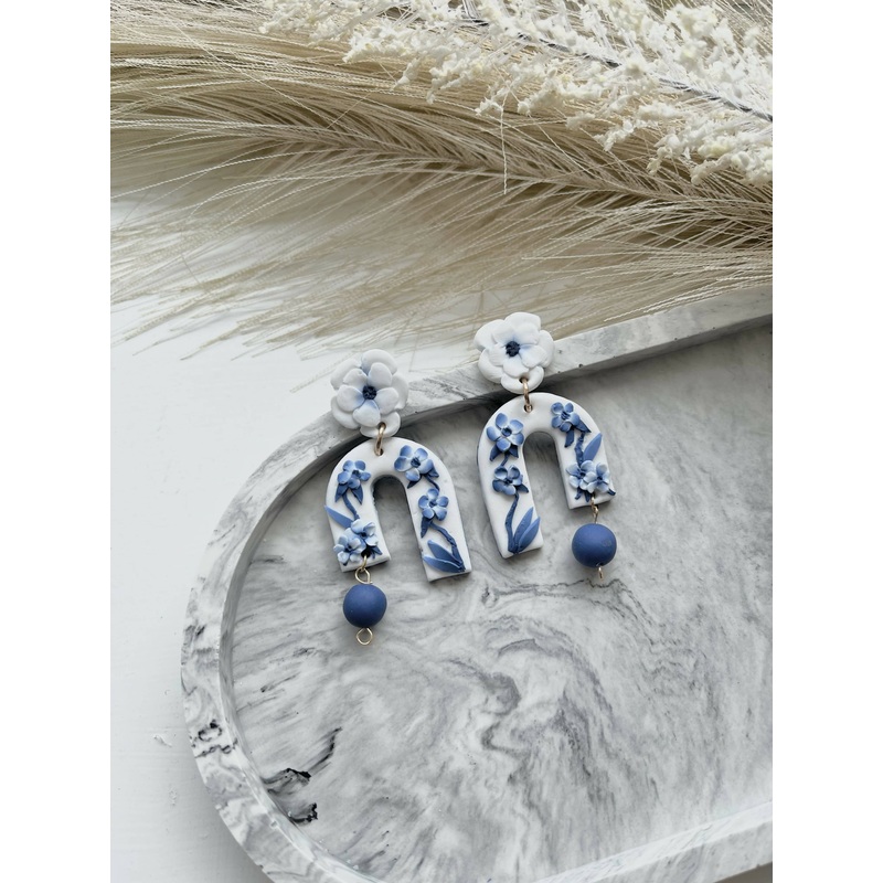 Blue China No. 4 – Handmade Polymer Clay Earrings