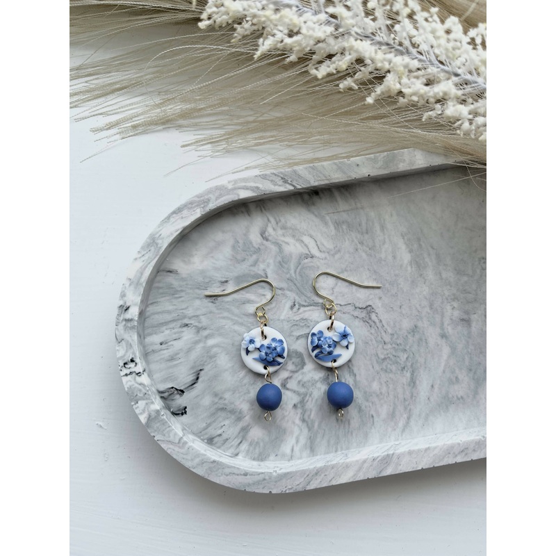 Blue China No. 5 – Handmade Polymer Clay Earrings