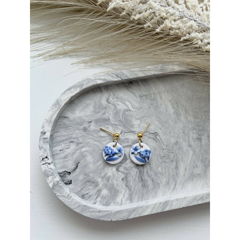 Blue China No. 6 – Handmade Polymer Clay Earrings