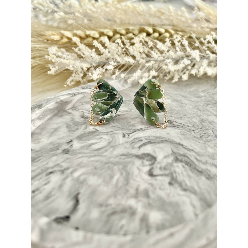 Emerald No. 2 – Handmade Polymer Clay Earrings
