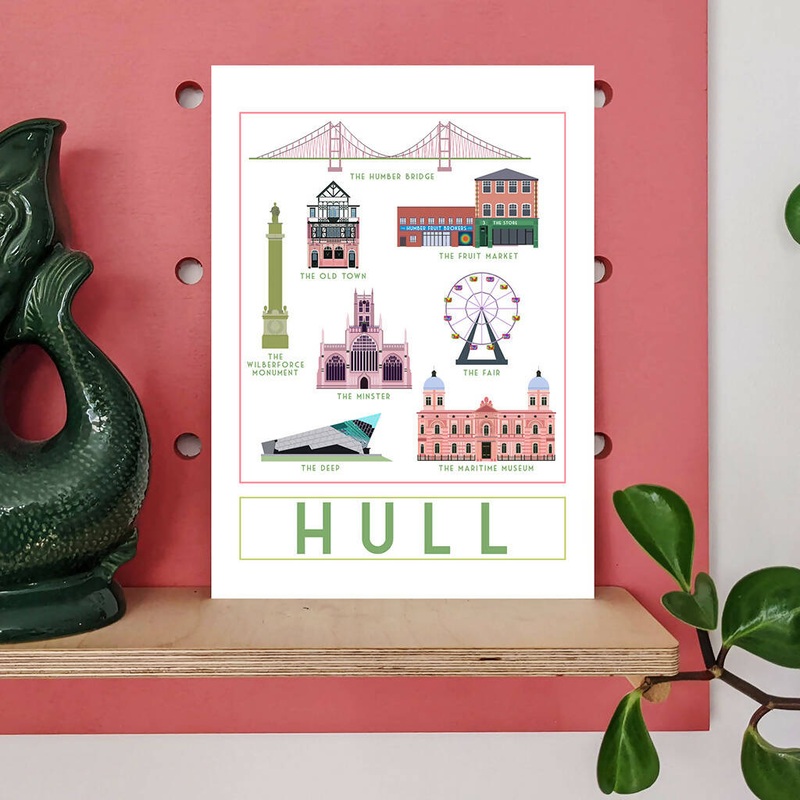 Hull Landmarks Travel Poster|Hull Landmarks A5|Hull Landmarks A4|Hull Landmarks A3
