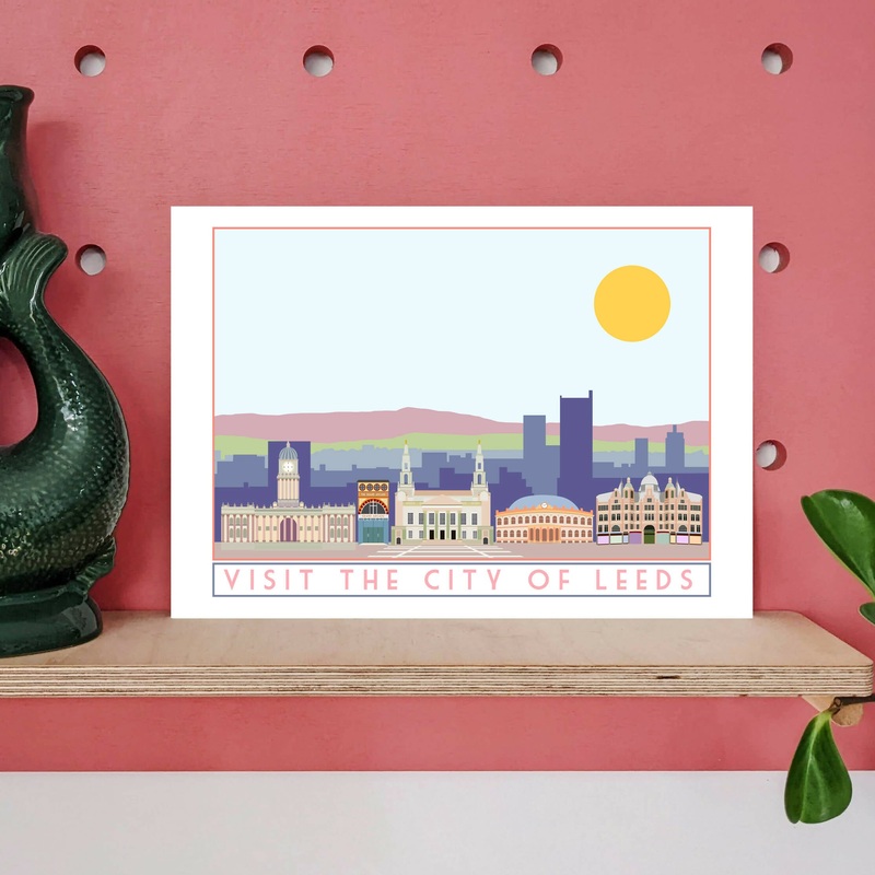 Leeds Travel Poster|Leeds A5|Leeds A4|Leeds A3