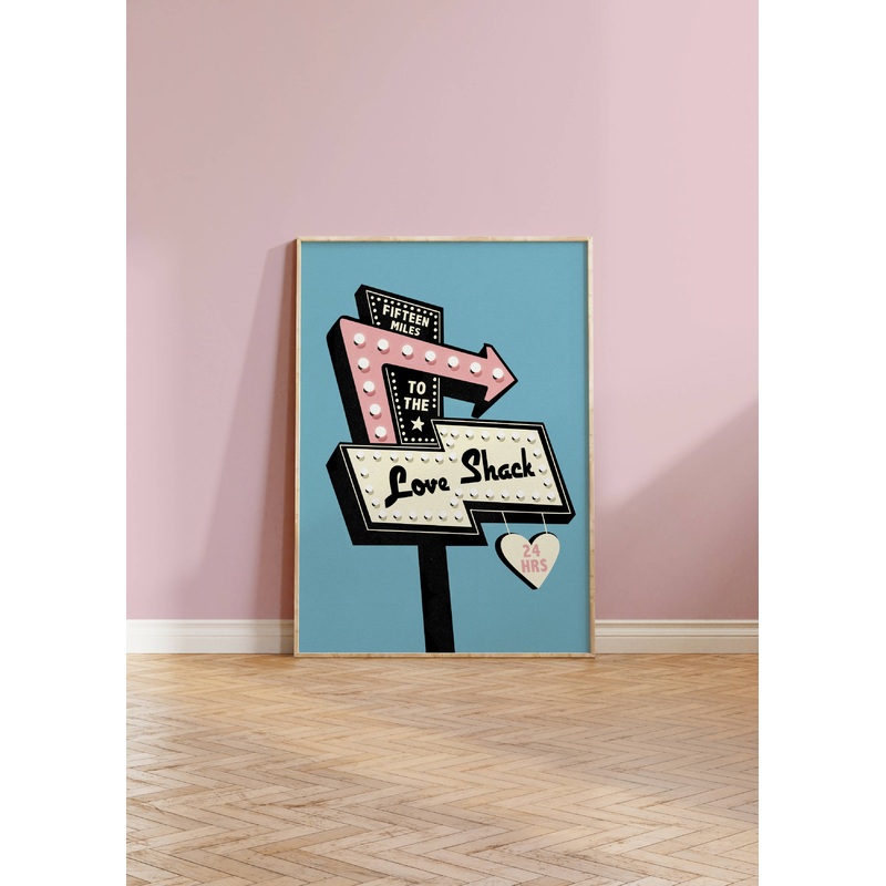 Love Shack Print|A5|A4|A3|Pink|Blue