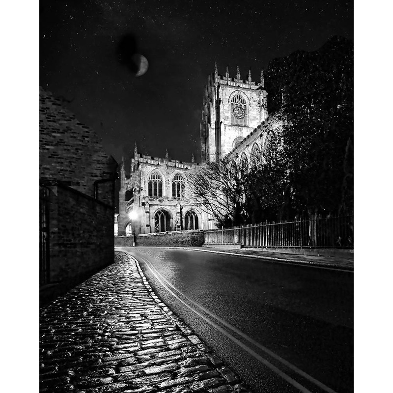 Moon over St Marys, Beverley (b/w)