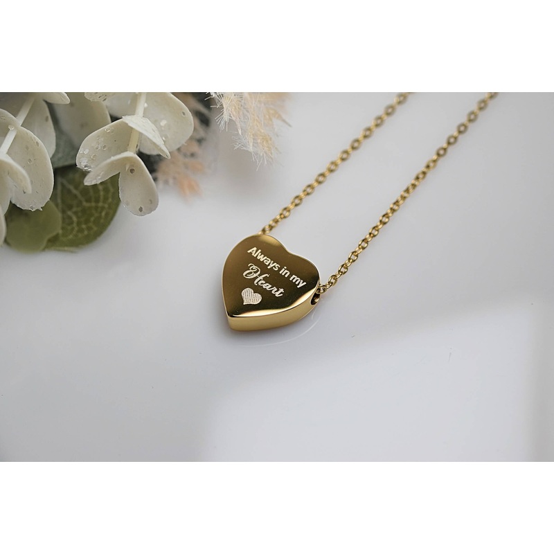 Stainless Steel Urn Heart Necklace – Gold Tone