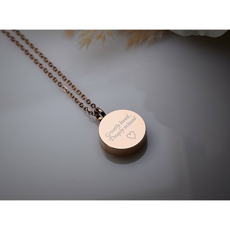 Stainless Steel Urn Necklace – Rose Tone