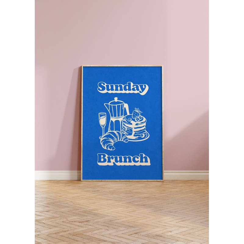 Sunday Brunch Print|A3|A4|A5|Blue|Green|Pink|Orange