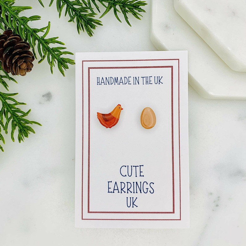 Chicken & Egg Mismatched Stud Earrings