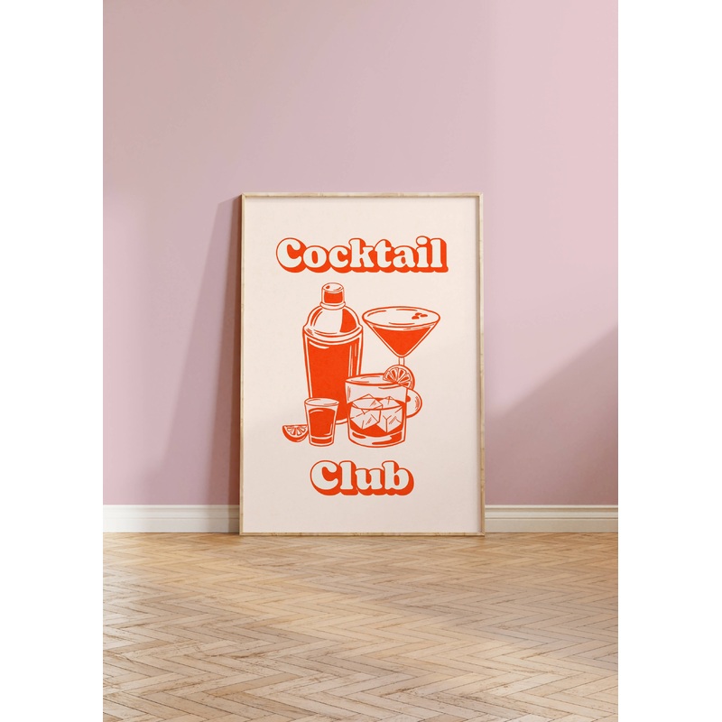 Cocktail Club Print|A5|A4|A3|Blue|Pink|Black|Orange