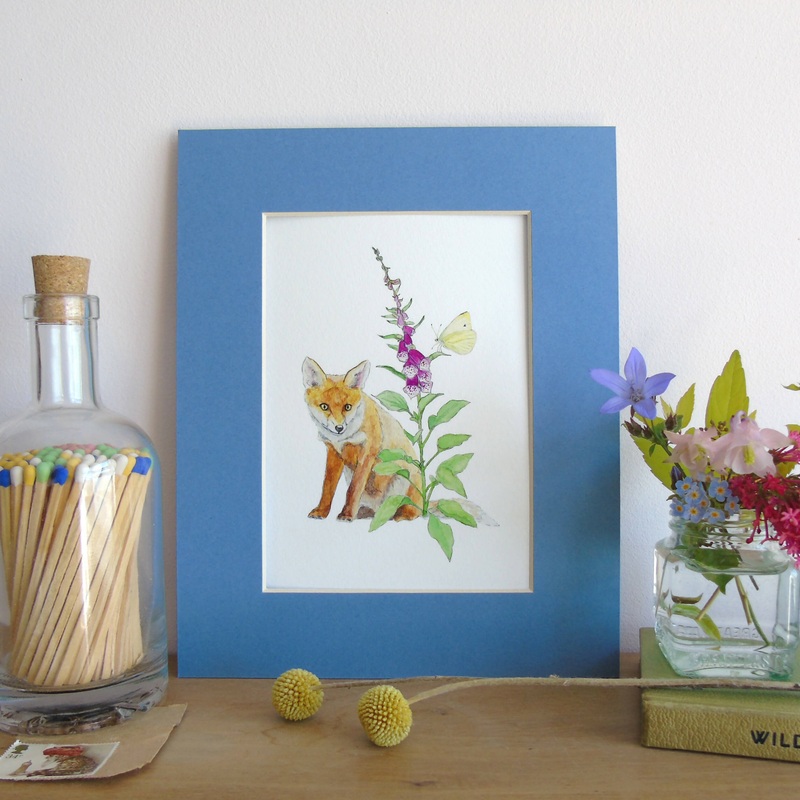 Fox and Foxglove Giclee Print|Fox giclee print