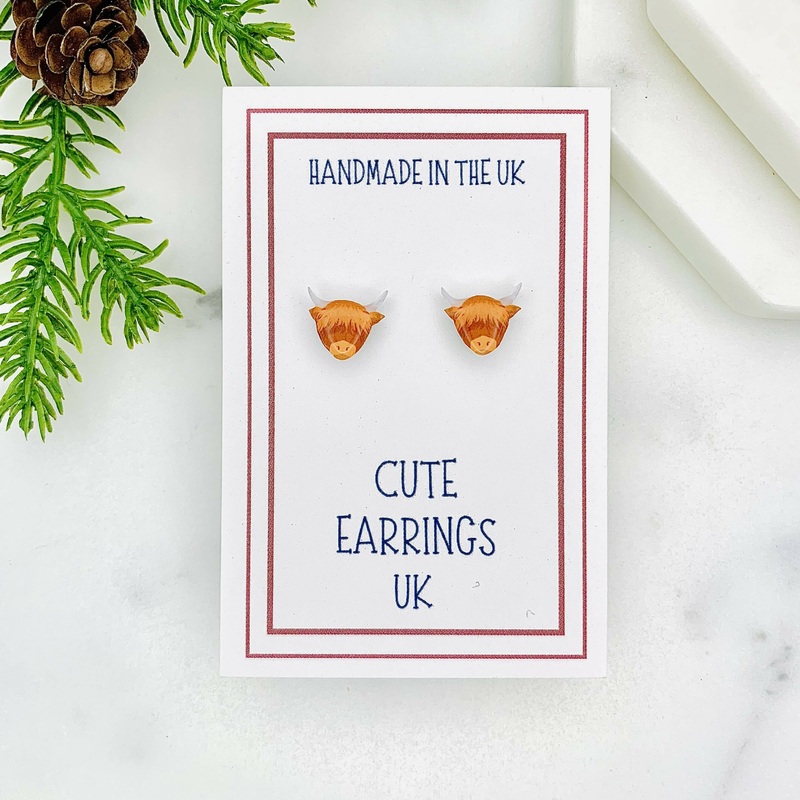 Highland Cow Stud Earrings