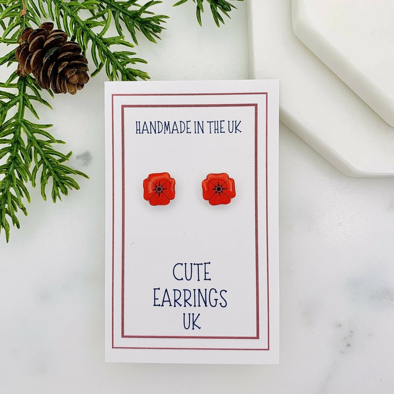 Red Poppy Flower Earrings